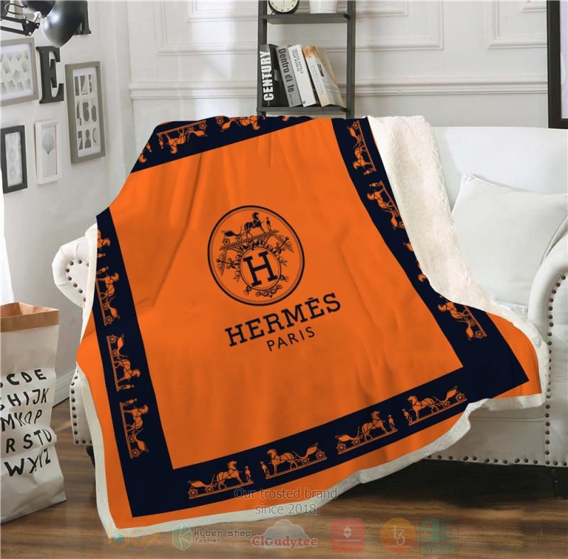 Hermes Paris Orange Blanket Custom Print Blanket – Flannel Blanket – OwlOhh