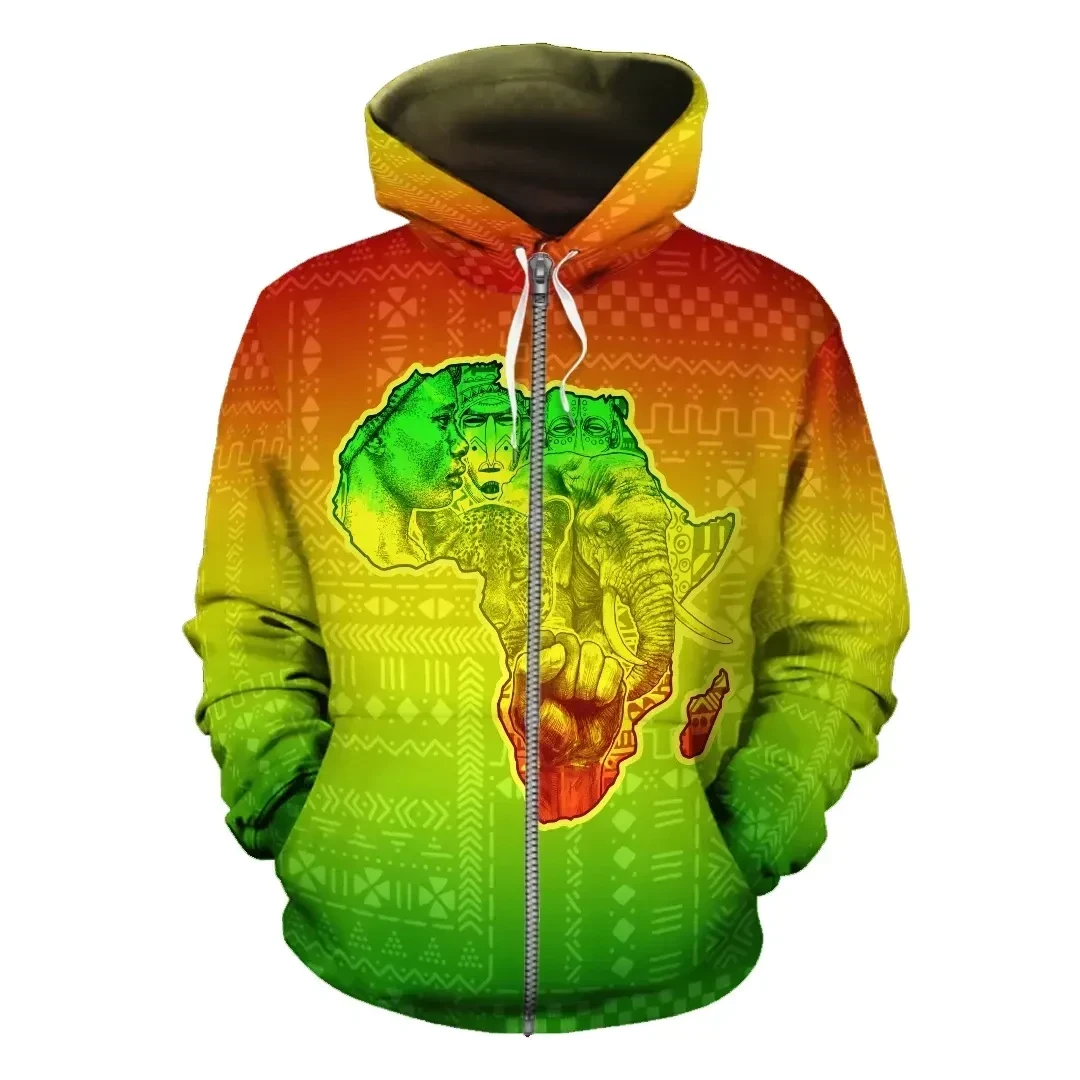 Hoodie – African Map Art Zip Hoodie – For Men and Women – OwlOhh