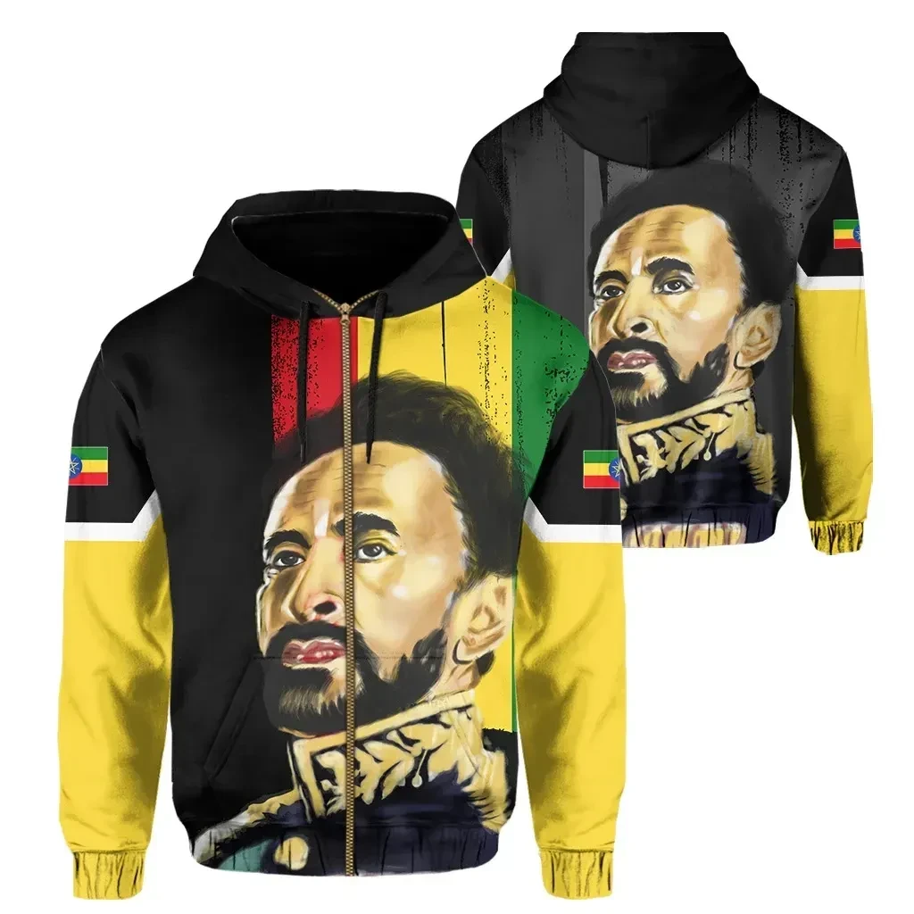 Hoodie – Haile Selassie Flag Hoodie (Zip-up) – – For Men and Women – OwlOhh