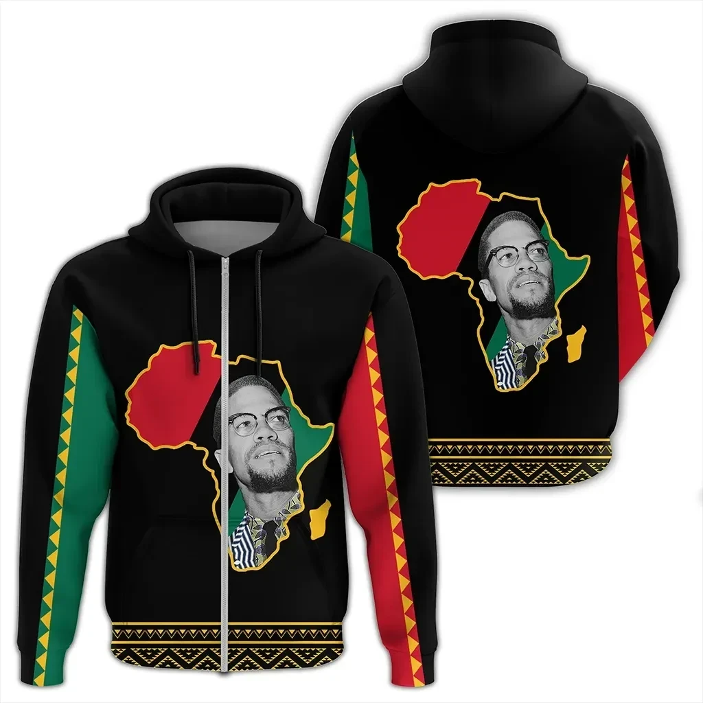 Hoodie – Malcolm X Black History Month Zip Hoodie – For Men and Women – OwlOhh