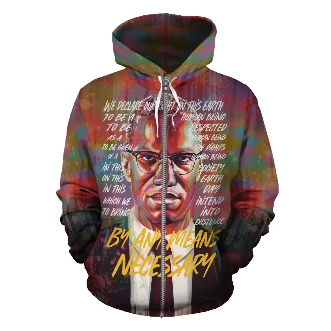 Hoodie – Malcolm X Saying Zip Hoodie – For Men and Women – OwlOhh
