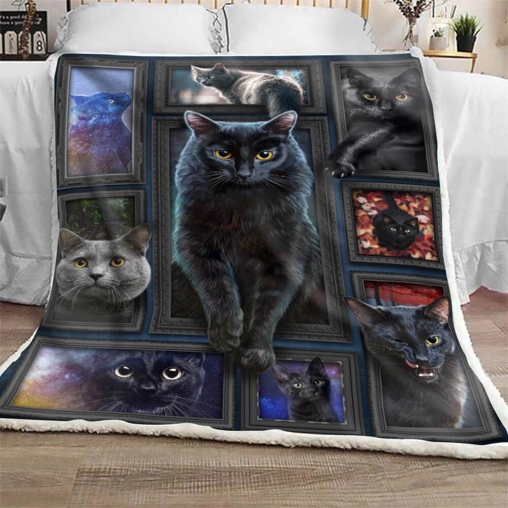 Loki Black Cat Blanket Custom Print Blanket – Flannel Blanket – OwlOhh