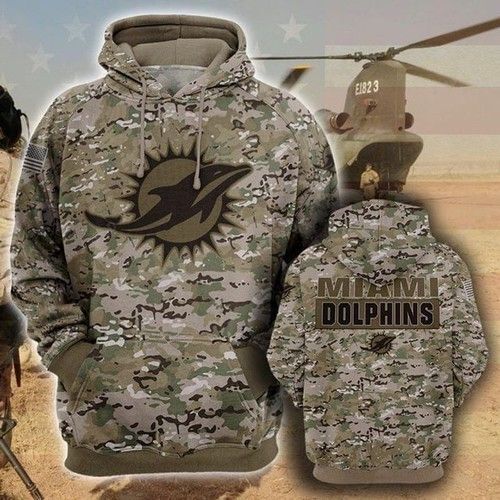 Miami Dolphins Camo Pullover And Zippered Hoodies Custom 3d Graphic Printed 3d Hoodie For Men For Women  – OwlOhh