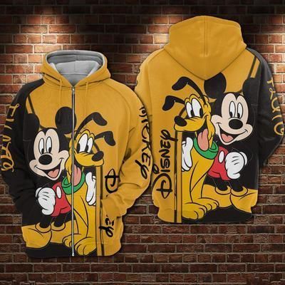 Pluto Mickey Pullover And Zip Pered Hoodies Custom 3D Graphic Printed 3D Hoodie All Over Print Hoodie For Men For Women  - OwlOhh