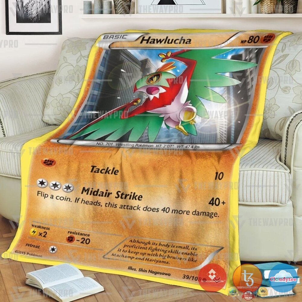 Pokemon Hawlucha Roaring Skies Blanket Custom Print Blanket – Flannel Blanket – OwlOhh