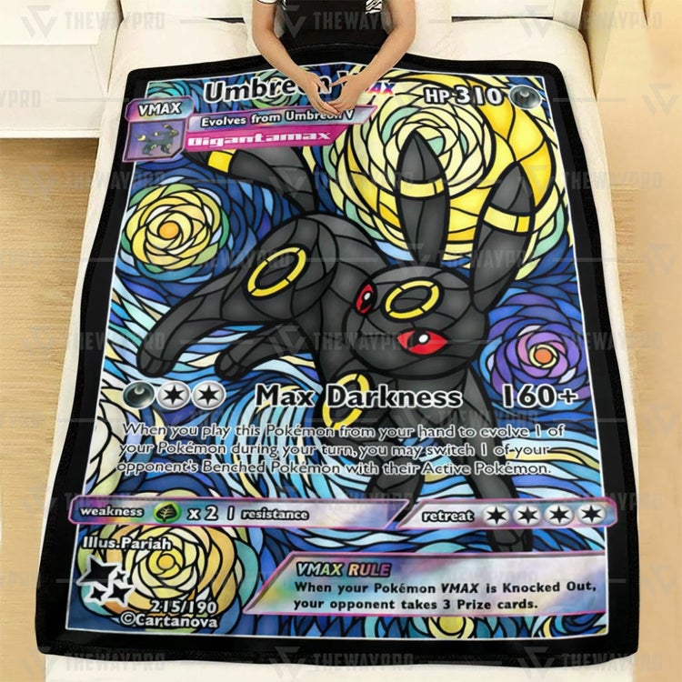 Pokemon Umbreon Van Gogh Hybrid Stain Glass Blanket Custom Print Blanket – Flannel Blanket – OwlOhh