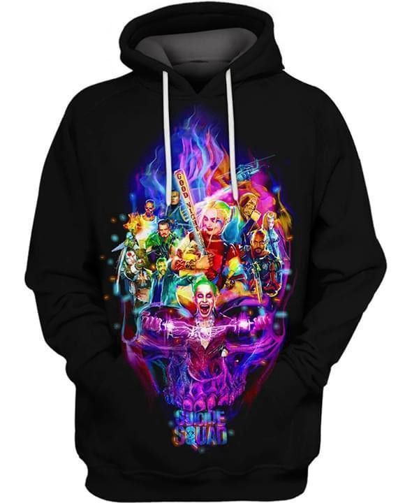 Suicide Squad Skull Joker Harley Quinn Pullover And Zippered Hoodies Custom 3D Harley Quinn Graphic Printed 3D Hoodie All Over Print Hoodie For Men For Women  - OwlOhh
