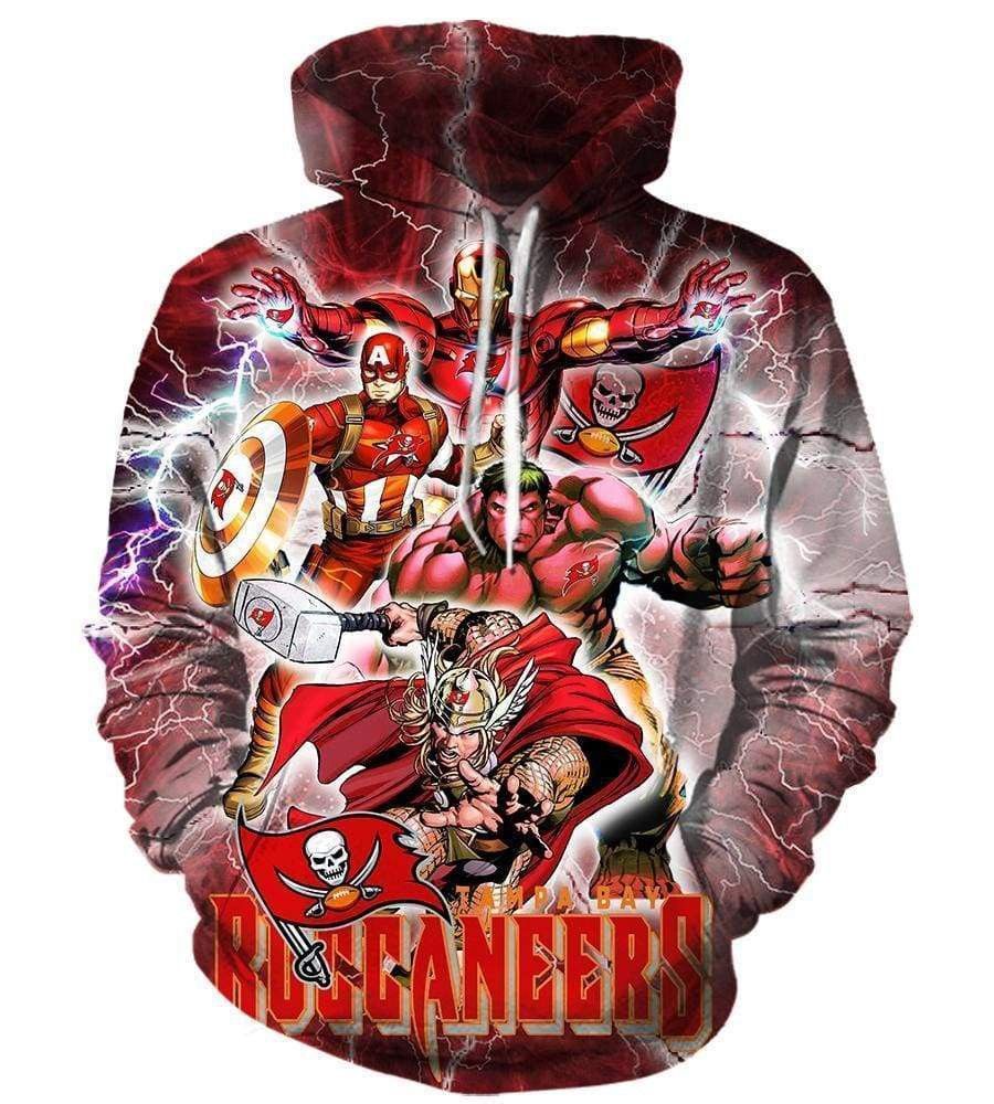 The Avengers Tampa Bay Buccaneers Red Pullover And Zippered Hoodies Custom 3D Graphic Printed 3D Hoodie All Over Print Hoodie Sweatshirt For Fans Men Women  – OwlOhh