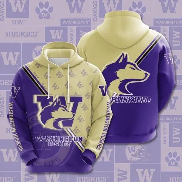 Washington Huskies Football Pullover And Zippered Hoodies Custom 3D Graphic Printed 3D Hoodie All Over Print Hoodie For Men For Women  - OwlOhh