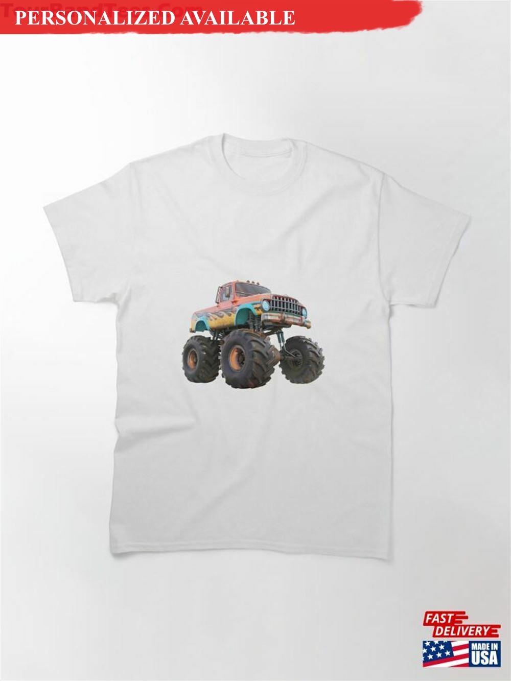 3D Cartoon Monster Truck Stickers Logo Illustration Hoodie Unisex  - T-shirt Printing, T-shirt design - for men and women