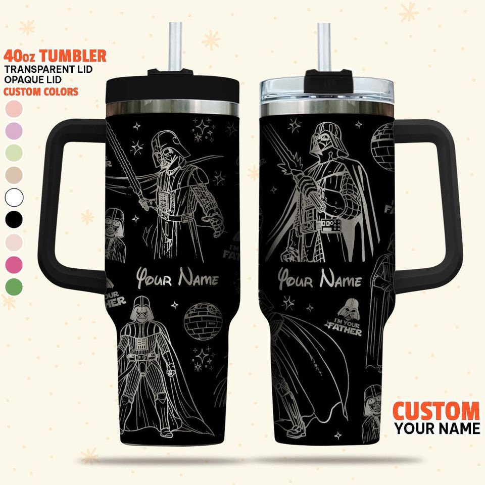Custom Disney Father Day Darth Vader Star Wars Tumbler Disney Characters Engraved 40oz Tumbler – 40oz Tumbler with Handle – Owl Ohh